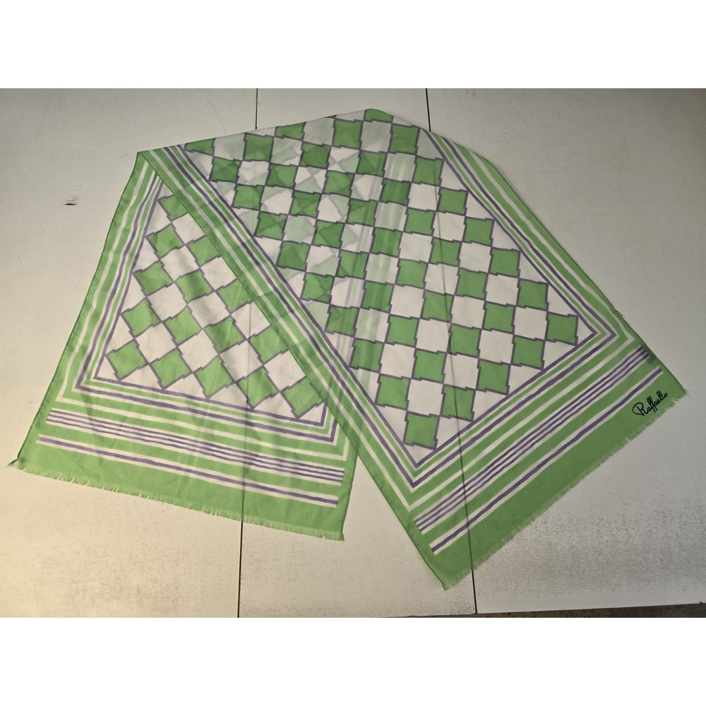 Vintage‎ Rafaello Trevira polyester scarf made in italy geometric print 53x 17"